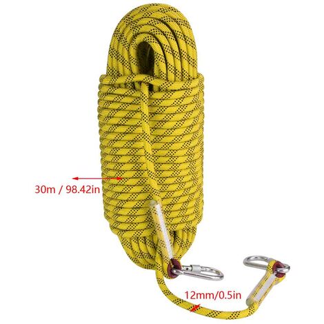 Corde Statique Escalade 12 Mm X 20 M – Polyester Haute Résistance, 12000 N, Pour Secours Et Travail En Hauteur