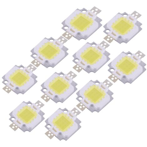 10 Pièces 10W LED SMD Puce COB DC 9-12V pour Lampe Projecteur Ampoule Remplacement Lumière Chaude/blanche(Blanc pur) (1/5)