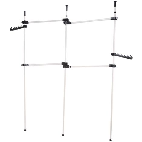 Portant à Vêtements Edihome 118x148x39cm - Métal, Blanc, Avec Support Chaussures - Max 30kg