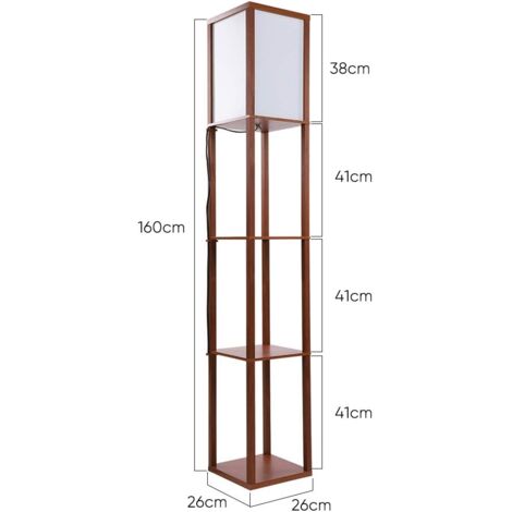 TOPIKY Lampadaire en Bois Réglable, Lampe de Plancher Moderne 1.6M, Lampe Étagère avec Douille E27 (Ampoule non incluse), Lumière Décoration pour Chambre Salon Bureau Café Hôtel [Classe énergétique F]