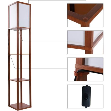 TOPIKY Lampadaire en Bois Réglable, Lampe de Plancher Moderne 1.6M, Lampe Étagère avec Douille E27 (Ampoule non incluse), Lumière Décoration pour Chambre Salon Bureau Café Hôtel [Classe énergétique F]