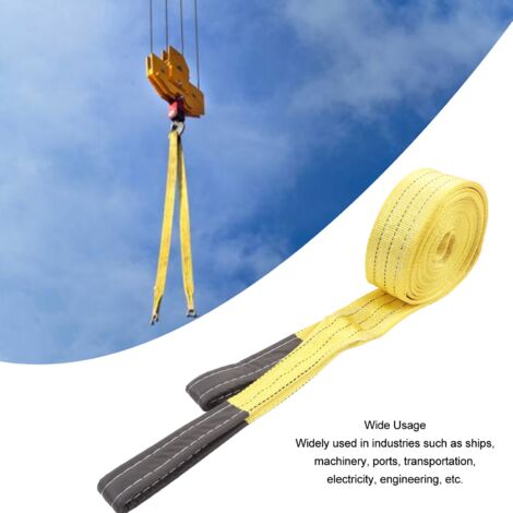 Sangle De Levage Polyester 2 Mètres - Capacité 3 Tonnes, Pour Remorquage, Hissage, Travaux