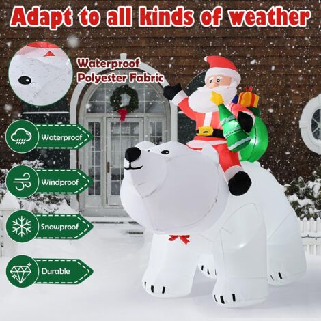 Père Noël Gonflable 120cm Avec LED - Décoration Extérieur Noël - IP44 Résistant à La Pluie