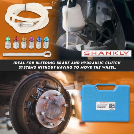 Kit Clé De Purge Freins 6 Adaptateurs 7-12mm + Tuyau - Outil Maintenance Voiture Moto SUV