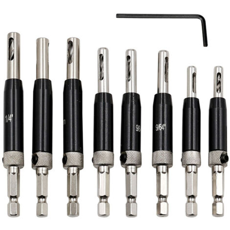 TONYSA Foret à Centrer, 8 PCS Foret pour Charnière à Centrage Automatique, Outil de Perçage du Trou pour Le Travail Du Bois, Mèches de Perçage pour Fenêtre de Porte Ajustable (1/5)