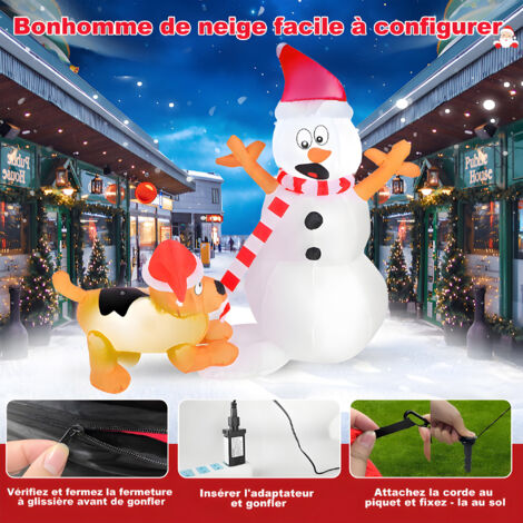 1,8 m Décoration de noël gonflable, sapin de noël gonflable avec 2 bonhommes de neige, lumières