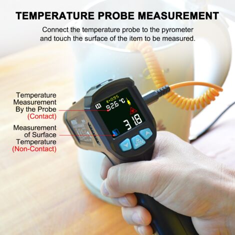 Thermomètre Infrarouge Numérique -50°C à 600°C - Laser Réglable Cuisine Industrie - Gvolatee