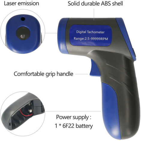 Tachymètre Laser Numérique 2,5-99999 Tr/min, Fonction De