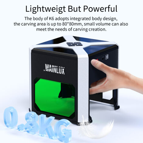 TONYSA Machine de gravure laser 3W , Mini Machine de gravure Laser K6, système Compatible Windows/MacOS/iOS/Android,Prise UE