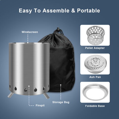 Brasero sans fumée en acier inoxydable - Feu de bois portable, barbecue Brasero sans fumée en acier inoxydable - Feu de bois portable, barbecue