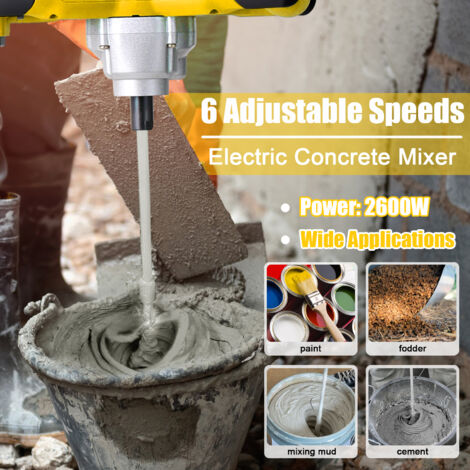 Mélangeur électrique 1500W - 6 Vitesses - Double Lame En S - Pour Ciment, Mortier, Plâtre