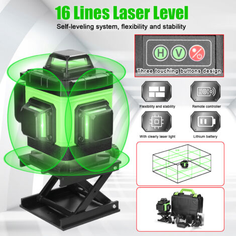 Niveau Laser Vert 4D 16 Lignes Auto-nivelant 360° - Pour Travaux De Construction Et Bricolage