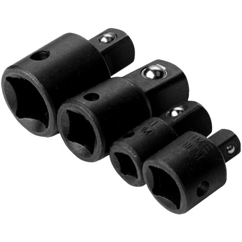 Adaptateur réducteur de douille à chocs 4 pièces 1/4", 3/8", 1/2", conversions de visseuse à chocs, tournevis à écrou électrique en acier pour perceuse électrique (1/5)