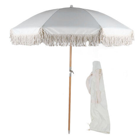 Parasol 1,8 m, Ombrelle octogonal, Protection Solaire, Anti-UV, mât et Baleines en Bois, inclinable, sans Socle, pour terrasse, Balcon, Jardin (1/5)