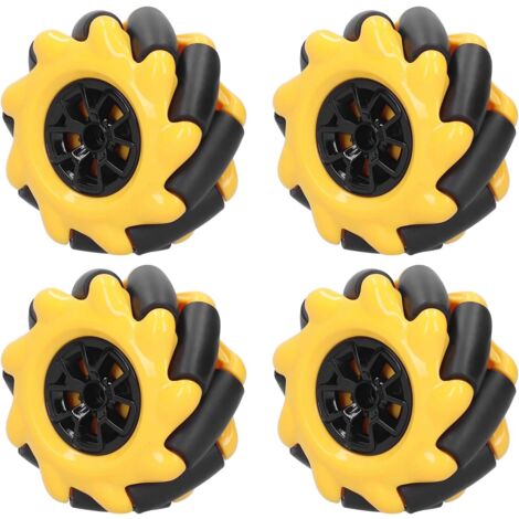 TONYSA Roue Mecanum Haute cachette Jaune 60 mm Roue omnidirectionnelle TT Moyeux de Moteur/Connecteur pour kit de Voiture Robot Bricolage pièces de Jouet, Robots (1/5)
