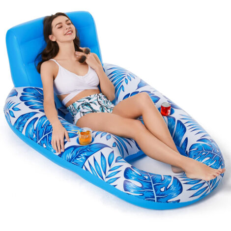 Chaise flottante gonflable bateau flottant salon piscine chaise longue portable multifonctionnel anneau de natation eau gonflable rangée flottante (1/5)
