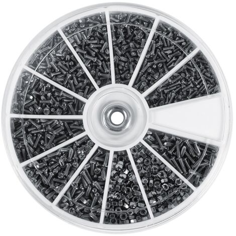 600 pièces 12 sortes de petites vis écrous Kit d'assortiment M1 M1.2 M1.4 M1.6 pour montres lunettes (1/5)