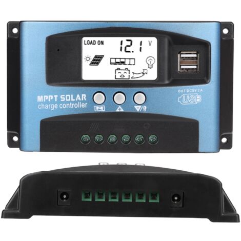 GARRYFIZH Contrôleur de charge solaire MPPT 50A double écran LCD USB 12V 24V
