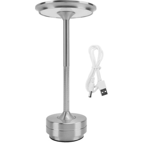 Jeffergarden Lampe de table sans fil 3 couleurs Gradation en continu Lampe de table LED Lampe tactile rechargeable Lampe de chevet pour restaurant Bars Maison Argent (1/5)