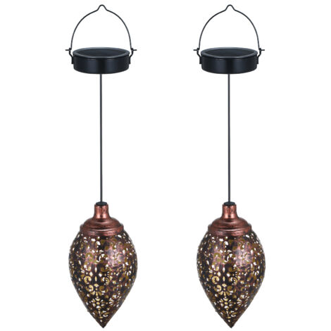 Lanterne Solaire Exterieur Jardin 2 Pièces Lanterne Exterieur Solaire , IP44 Étanche Métal Lanternes D'extérieur Lampe Solaire pour Jardin Patio Balcon Camping (1/5)