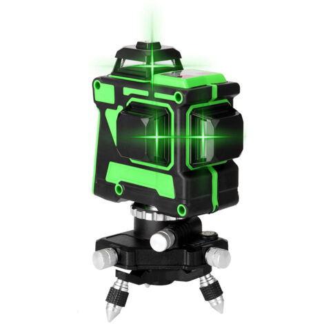 TONYSA Niveau laser 3D vert d'extérieur, niveau de construction polyvalent 12 lignes, nivellement à 3 degrés, 2 piles, autonivelant, support pivotant, avec trépied (1/5)