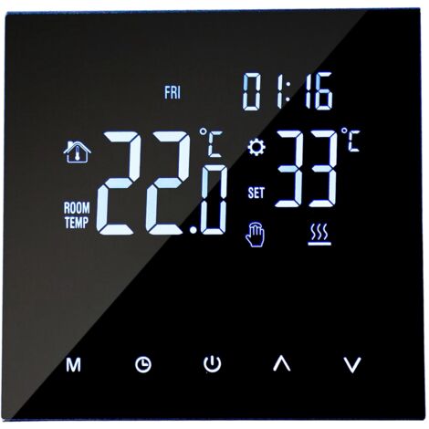 TONYSA Thermostat, thermostat de chaudière à gaz à piles, thermostat d'ambiance programmable, 2 modes, 2 affichages de température, 3A, noir, montage mural (1/5)