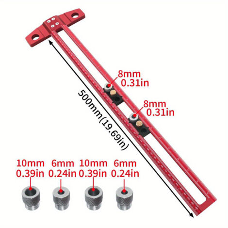Règle en T | Règle de bord polyvalente pour menuisier - Mesure précise de l'angle - Aide à la construction pratique - Outil de traçage en alliage