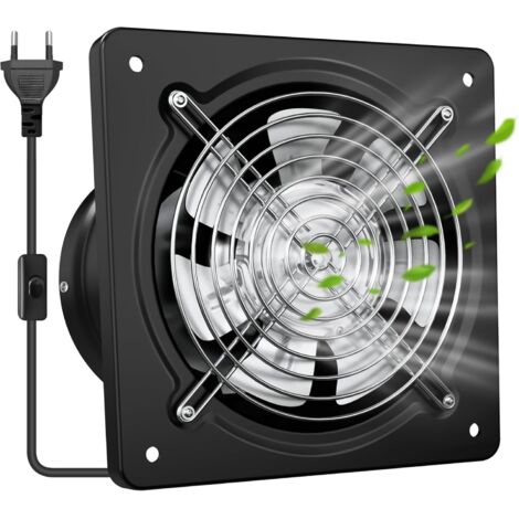 Extracteur d’Air 250mm 1680m³/h – Ventilation Extracteur Silencieux avec Clapet Anti-Retour, Améliore l’Air Chaud dans Salle de Bain, Cuisine, Garage & Sous-Sol – Noir