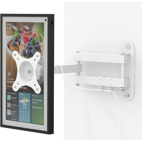 Support mural pour téléviseur, support mural pliable pour écran de 13 à 32 pouces, avec support réglable, pivotant et inclinable, capacité de charge jusqu'à 15 kg, VESA 75 x 75 mm, 100 x 100 mm, blanc (1/5)