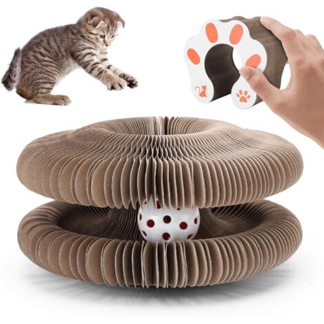 Planche à gratter pour chat, jouets interactifs pour chat avec cloche pour faire grincer les griffes, matériau ondulé, résistant à l'usure et ne se rayant pas, planche à gratter pliante pour chats d'i (1/5)