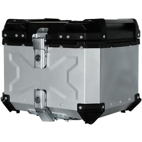 Top case moto étanche, top case moto universel en alliage d'aluminium, 65L, adapté au coffre moto pour les voyages en camping, facile à installer