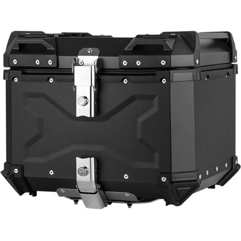 Top case moto étanche, top case moto universel en alliage d'aluminium, 65L, adapté au coffre moto pour les voyages en camping, facile à installer, noir