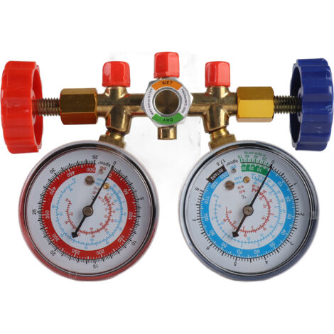 Kit Manomètre Pour Climatisation – 4 Tuyaux + étui – Compatible R12, R22, R134A, R410A
