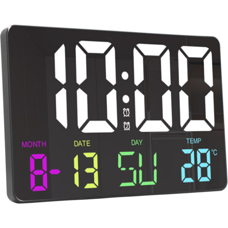 Horloge Miroir LED Numérique Alarm TSV Avec Température, Répétition, Calendrier Et Port USB Veilleuse