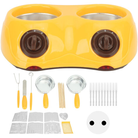 Fonduière électrique pour chocolat, appareil de fonte, ustensile de cuisine à double cuve, 220-240 V, jaune