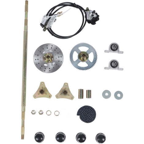 Kit d'assemblage d'essieu arrière pour kart de 29 pouces, pignon, chaîne, disque de frein, étrier, moyeux de roue, remplacement pour quads ATV 50cc, 70cc et 90cc