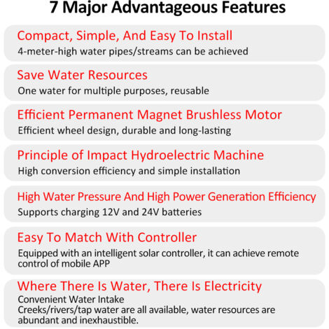 Générateur Hydroélectrique Micro Turbine à Eau - 36W/50W/100W, étanche, Installation Facile