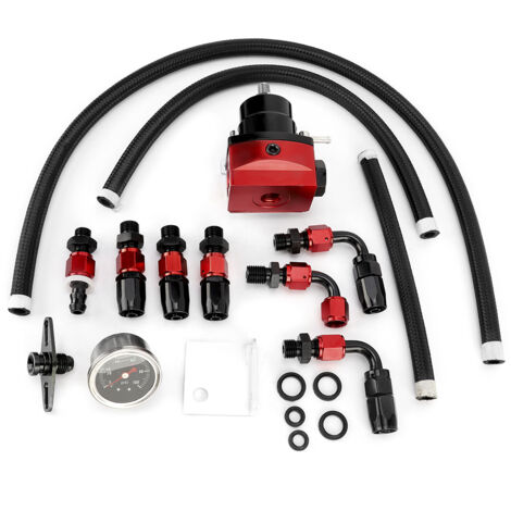 Kit universel de régulateur de pression de carburant réglable pour voiture avec jauge 100 PSI (noir + rouge) (1/5)