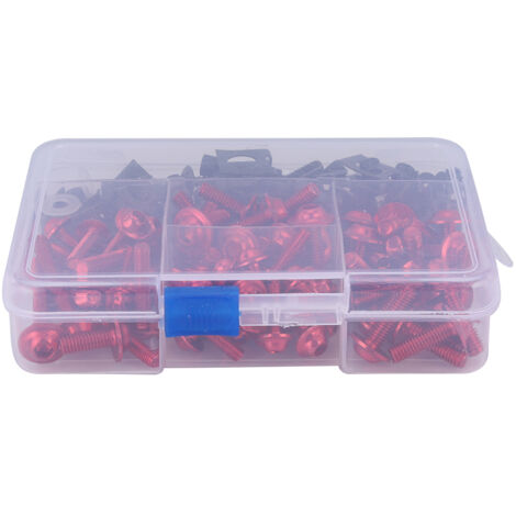 Kit de 177 vis pour carénage de moto Boulons universels M5 M6 Compatibles avec les motos sportives Yamaha Rouge (1/5)