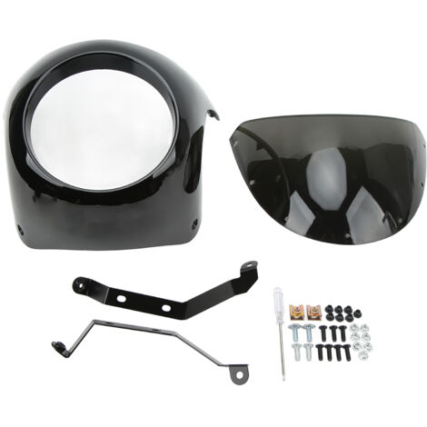 Cache-phare de moto 7 pouces, surface lisse, résistant au vieillissement, universel, pour phares ronds, noir brillant (1/5)