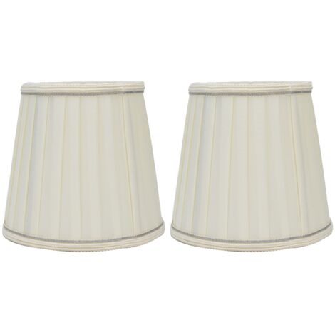 Abat-jour en tissu Beige Bord argenté Artisanat Style européen Abat-jour simple pour lampe à vis E14