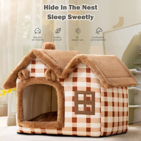 Lit pour chat Lit en peluche ultra-doux pour chats d'intérieur Soulage la pression musculaire et articulaire Conception confortable et intime Coussin doux amovible Antidérapant Confort pour animaux (1/5)