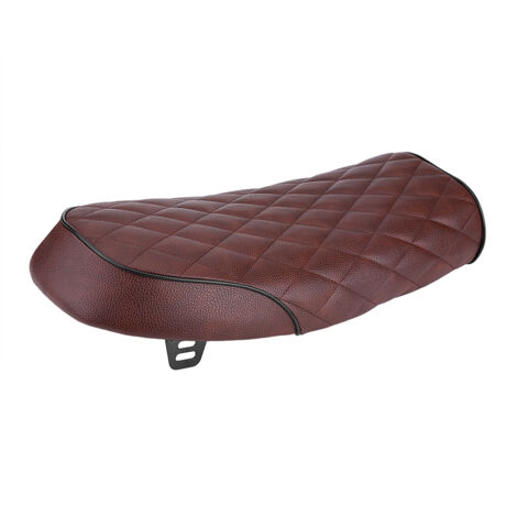 Selle de moto en cuir PU vintage Cafe Racer, coussin plat pour Honda CG125 GN CG, marron (1/5)
