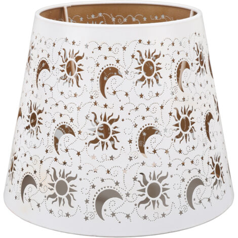 Abat-jour en fer Motif soleil, lune et étoiles Creux Sculpté Couverture de table pour ampoules E27 E26 (1/5)