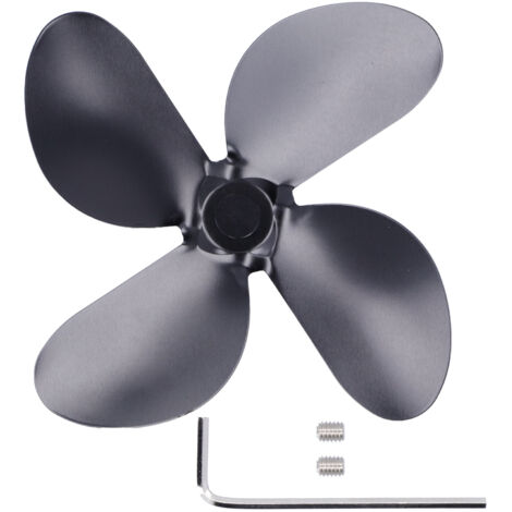 Pale de ventilateur de remplacement pour cheminée, alliage d'aluminium noir, lame de poêle universelle 4 (1/5)