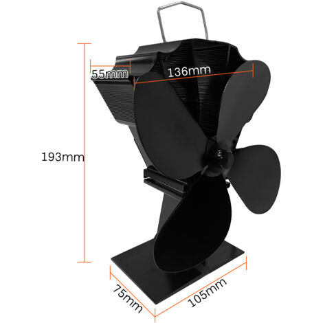 4 lames Ventilateur de poêle à puissance à la chaleur ultra silencieux Fiche de bois Eco Burning pour une distribution efficace (1/5)