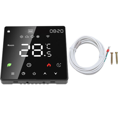 Contrôleur de température de chauffage au sol 16A WIfI, affichage numérique LCD, Programmable, manuel, contrôle automatique pour la maison, noir (1/5)