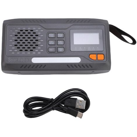 Radio d'urgence à manivelle, charge solaire, DAB FM, batterie 7400mWh, lampe de poche, écran numérique, prise casque, fonction SOS (1/5)