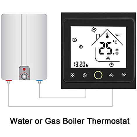 Thermostat intelligent Wi-Fi, contrôleur de température, contrôle par application 5A, compatible avec Alexa/thermostat de chaudière à gaz et eau domestique pour – Noir (1/5)