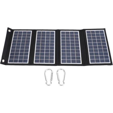 Panneau solaire Portable 30W 5V, chargeur pliable avec double sortie USB pour voyage de Camping en plein air 4 fois (1/5)